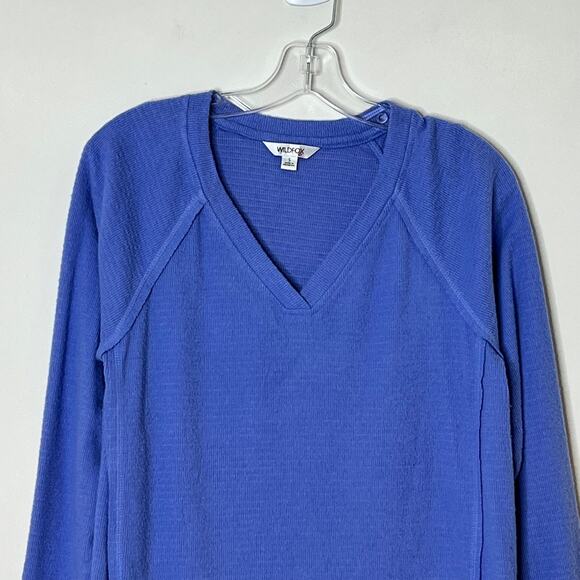Wildfox Haley Brushed Purple Orchid V Neck Long Sleeve Thermal Sweater Top Small - Picture 3 of 9